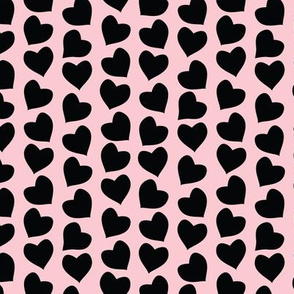 Valentines joy // pastel pink background black hearts