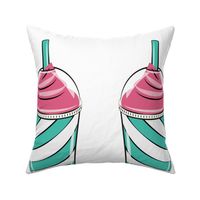 ice drink cut and sew pillow - fat quarter panel - teal and pink
