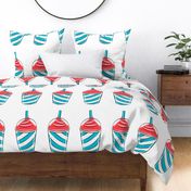 ice drink cut and sew pillow - fat quarter panel - red and blue