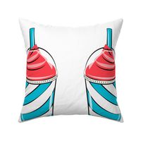 ice drink cut and sew pillow - fat quarter panel - red and blue