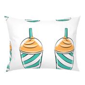 ice drink cut and sew pillow - fat quarter panel - teal and orange