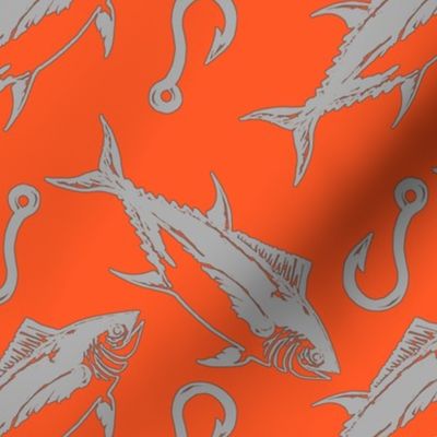 bluefin and hook gray on orange