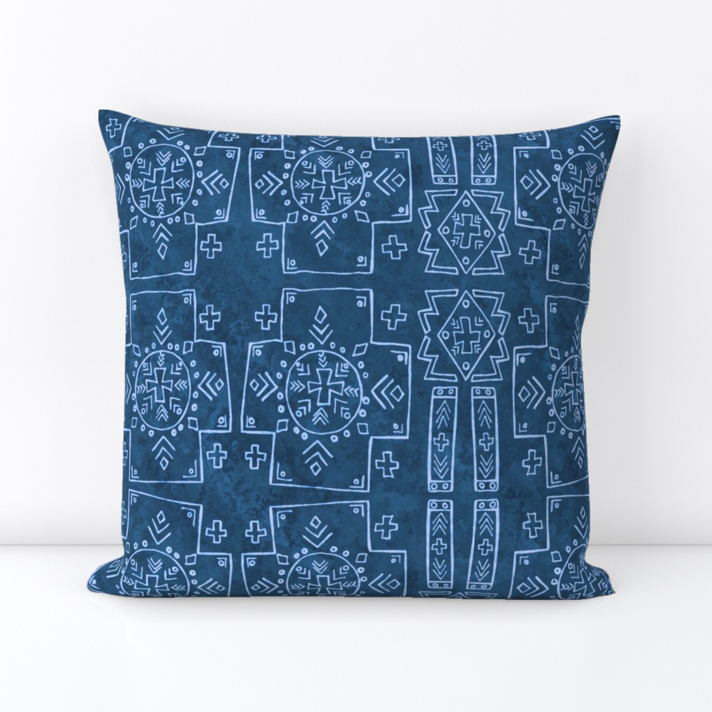 Mali Cross Mud cloth, Blue Jean, Medium