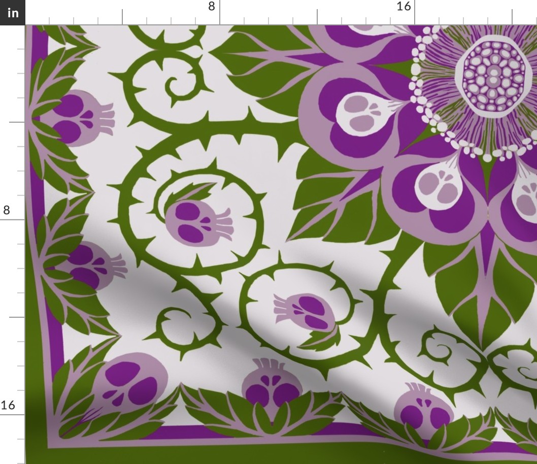 Deadly Nightshade Hawaiian Quilt ( with bonus pillow fronts for larger bolts)