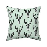 Modern Trendy Hipster Woodland Mint Sketchy Hipster Buck Stag Deer Antlers-ch-ch-ch-ch