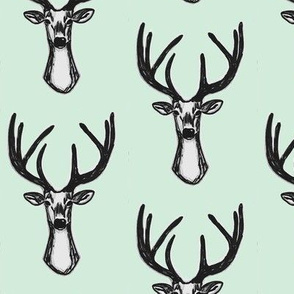 Modern Trendy Hipster Woodland Mint Sketchy Hipster Buck Stag Deer Antlers-ch-ch-ch-ch