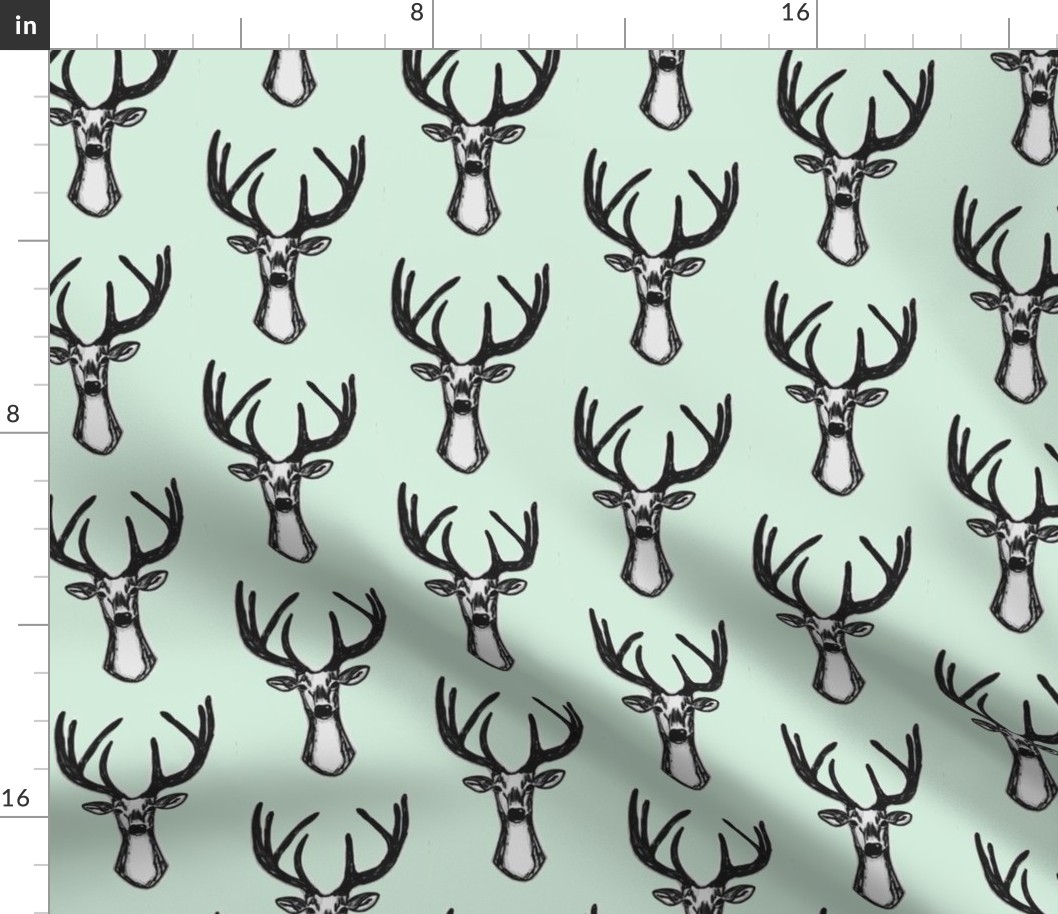 Modern Trendy Hipster Woodland Mint Sketchy Hipster Buck Stag Deer Antlers-ch-ch-ch-ch
