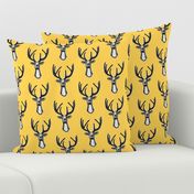 Modern Trendy Yellow Sketchy Hipster Buck Stag Deer Antlers-ch-ch-ch-ch-ch-ch-ch-ch