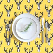 Modern Trendy Yellow Sketchy Hipster Buck Stag Deer Antlers-ch-ch-ch-ch-ch-ch-ch-ch