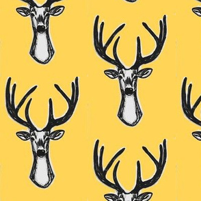 Modern Trendy Yellow Sketchy Hipster Buck Stag Deer Antlers-ch-ch-ch-ch-ch-ch-ch-ch