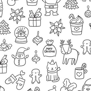 Merry Christmas pattern. Happy New year design. Coloring.