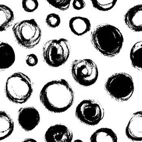 Modern ink brush black and white spot and circle