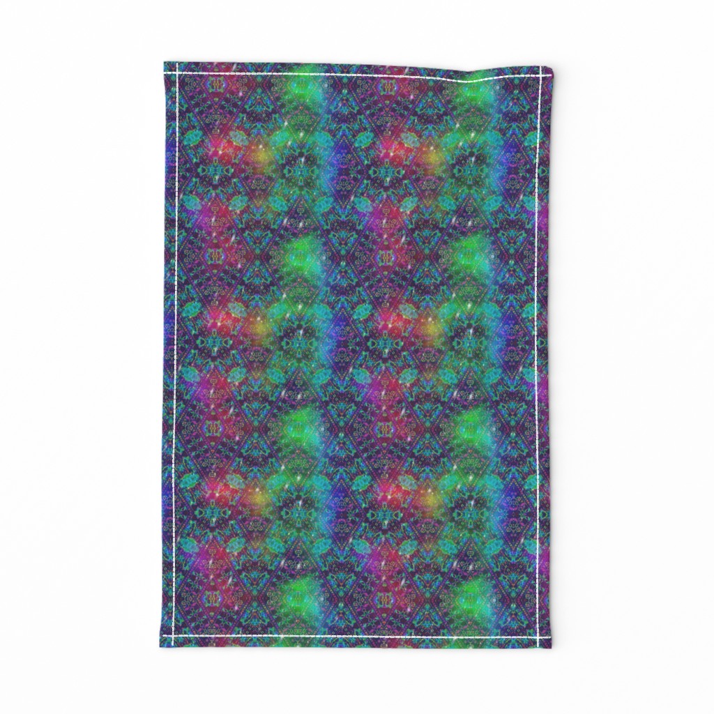 COLORFUL AFRICAN PRINT RAINBOW DREAMY LOZENGES MISTY ON BLUE