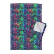 COLORFUL AFRICAN PRINT RAINBOW DREAMY LOZENGES MISTY ON BLUE