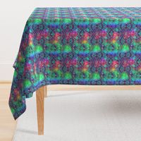 COLORFUL AFRICAN PRINT RAINBOW DREAMY LOZENGES MISTY ON BLUE