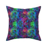 COLORFUL AFRICAN PRINT RAINBOW BREEZE HEXA SYMBOL ON BLUE