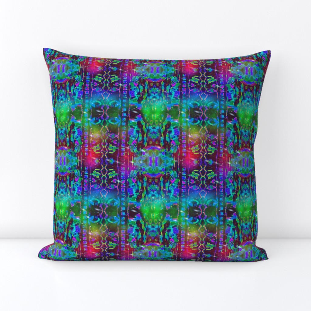 COLORFUL AFRICAN PRINT RAINBOW STRIPES ON BLUE