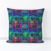 COLORFUL AFRICAN PRINT RAINBOW STRIPES ON BLUE