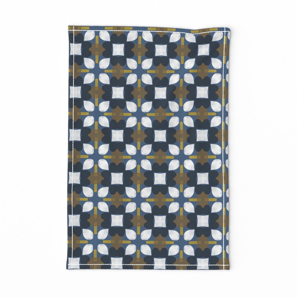 Retro Floral Spanish Tiles M+M Navy by Friztin