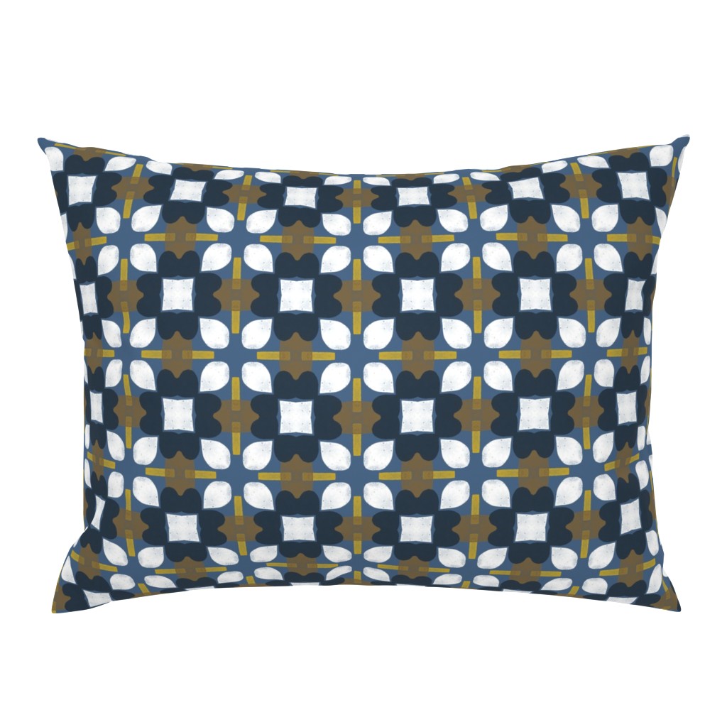 Retro Floral Spanish Tiles M+M Navy by Friztin