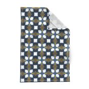 Retro Floral Spanish Tiles M+M Navy by Friztin