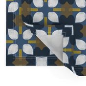 Retro Floral Spanish Tiles M+M Navy by Friztin