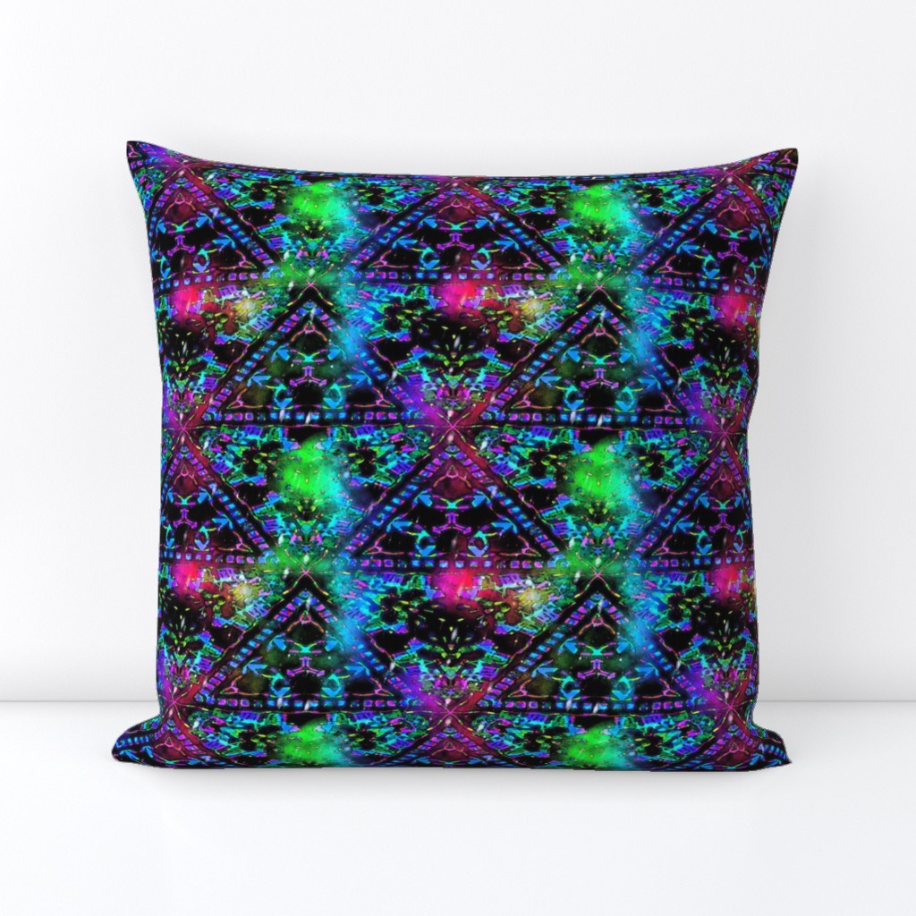 COLORFUL AFRICAN PRINT TRIANGLES BLACK BACKGROUND