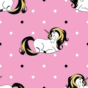 Pink Unicorn on Polka Dots 