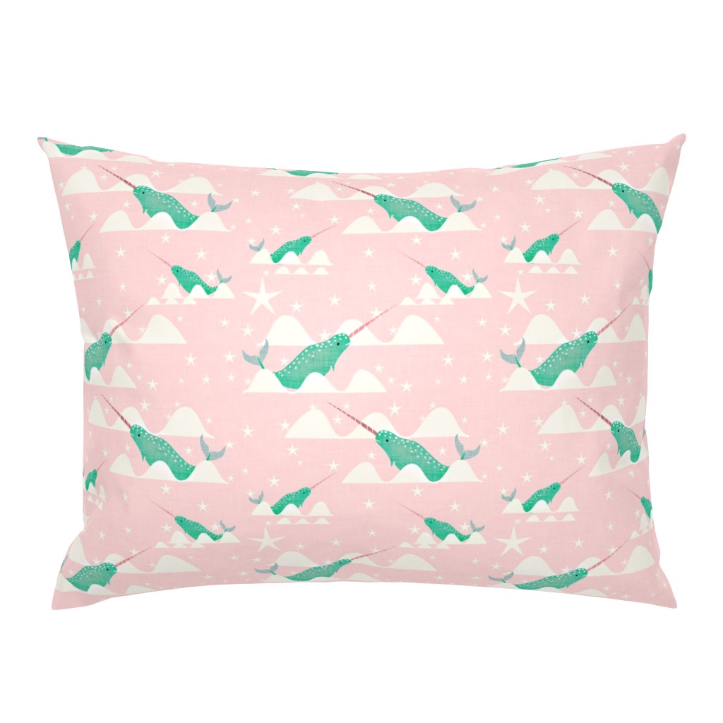 Narwhal Mint and pink background