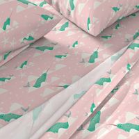 Narwhal Mint and pink background