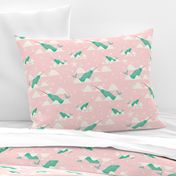 Narwhal Mint and pink background