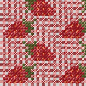 Strawberry Chickenscratch Gingham