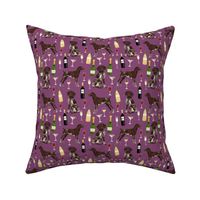 german shorthaired pointer wine fabric - cute dogs and wine, champagne - purple