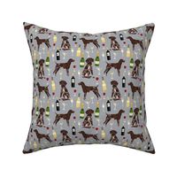 german shorthaired pointer wine fabric - cute dogs and wine, champagne - grey