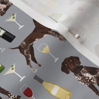 german shorthaired pointer wine fabric - cute dogs and wine, champagne - grey