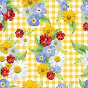 Yellow Gingham Floral 