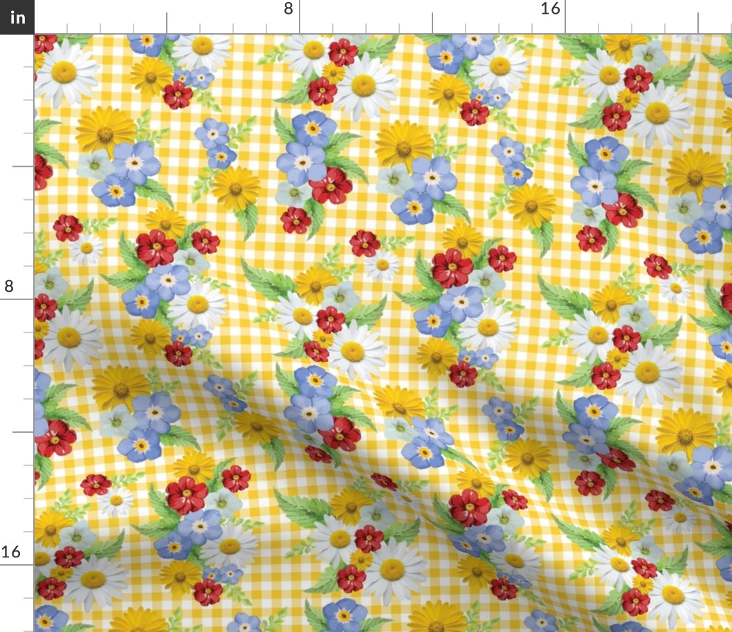 Yellow Gingham Floral 
