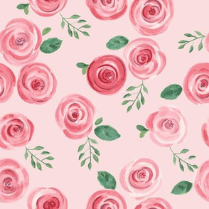 Watercolor Roses // Reds and Pinks on Blush