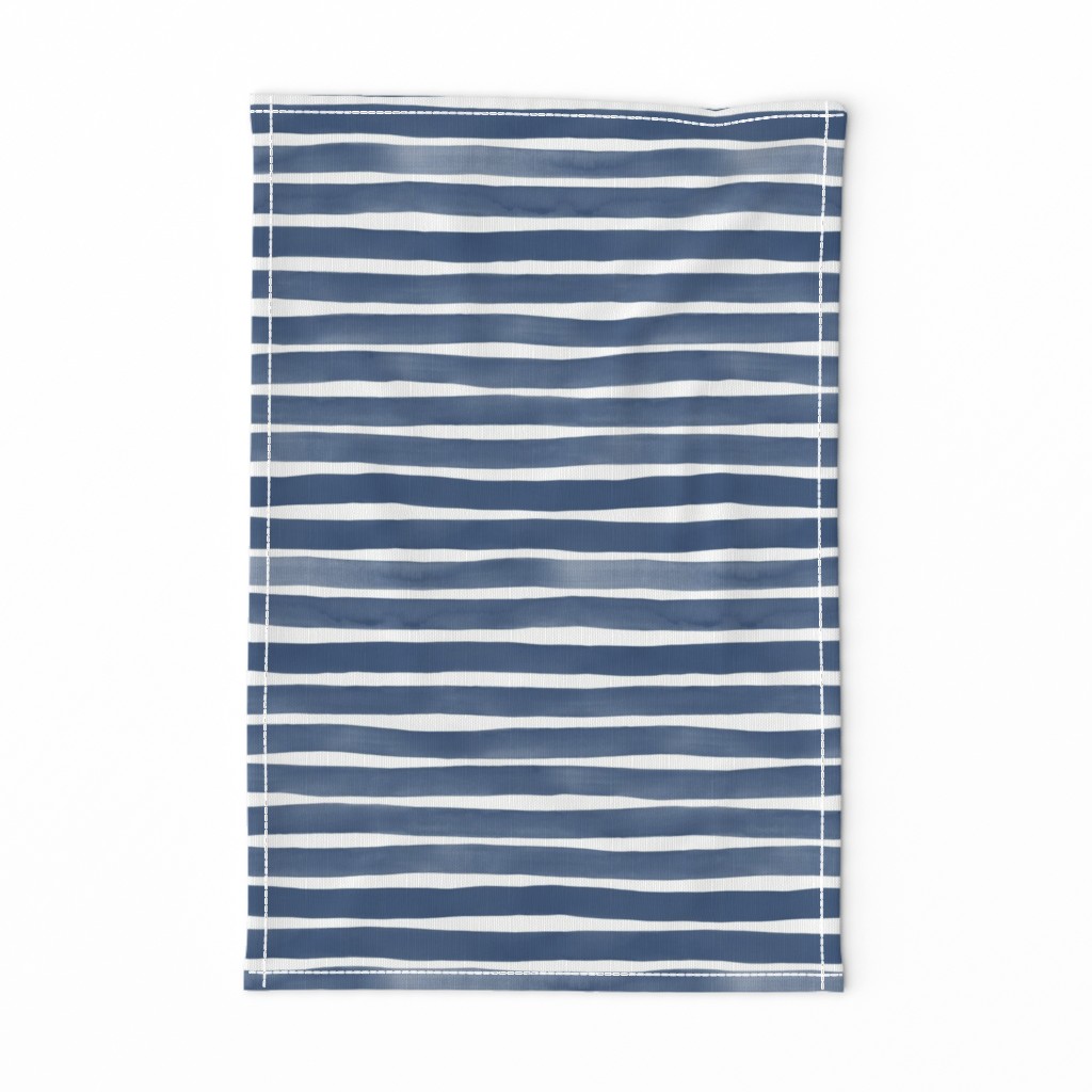 Watercolor Stripes M+M Navy Blue by Friztin