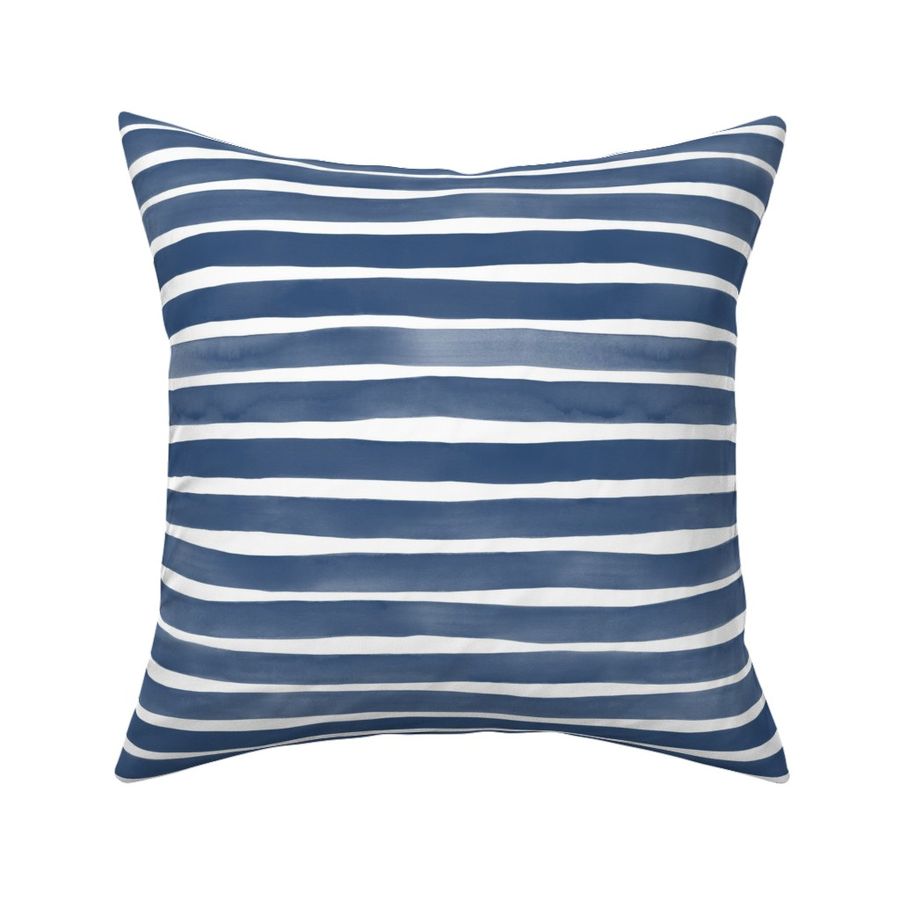 Society6 Navy Blue and White Vertical Stripes Pattern by Pink Cloud on Throw Pillow