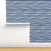 Watercolor Stripes M+M Navy Blue by Friztin