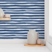 Watercolor Stripes M+M Navy Blue by Friztin