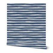 Watercolor Stripes M+M Navy Blue by Friztin