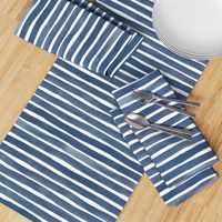 Watercolor Stripes M+M Navy Blue by Friztin