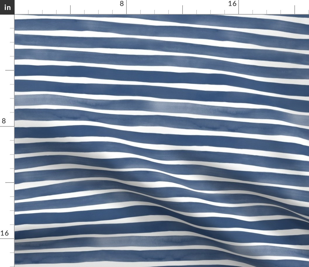 Watercolor Stripes M+M Navy Blue by Friztin