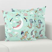 Mermaid Lullaby (LARGE) mint navy coral gold 