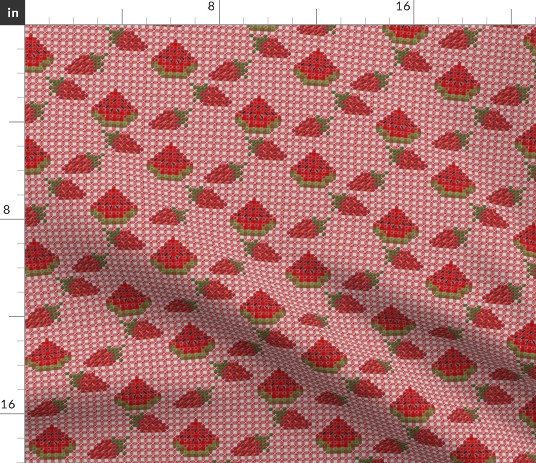 Strawberry and Watermelon Chickenscratch Gingham