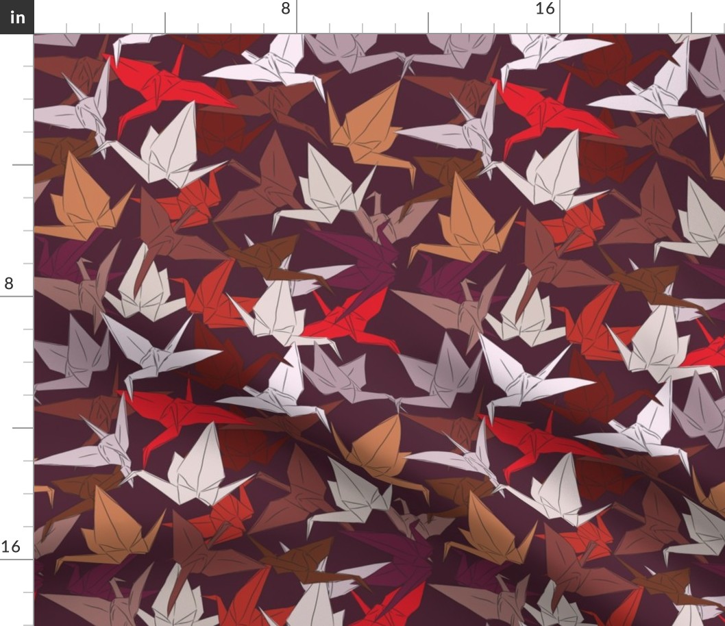 Japanese Origami paper cranes symbol of Fabric