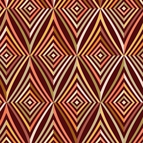 African geometric tiles with brown striped rhombus