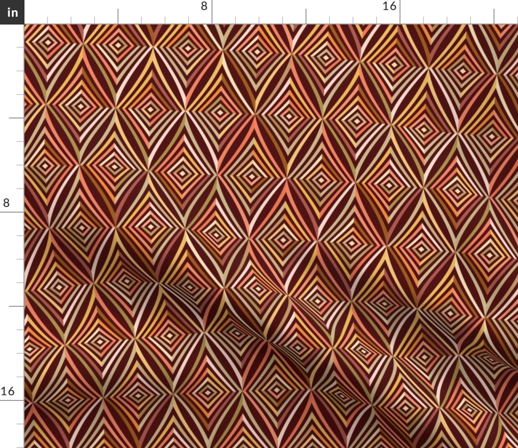 African geometric tiles with brown striped rhombus